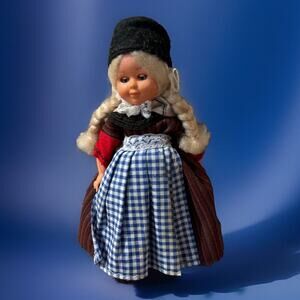 vintage collectible International Doll Blonde Ethnic Costume 7” Blue Eyes